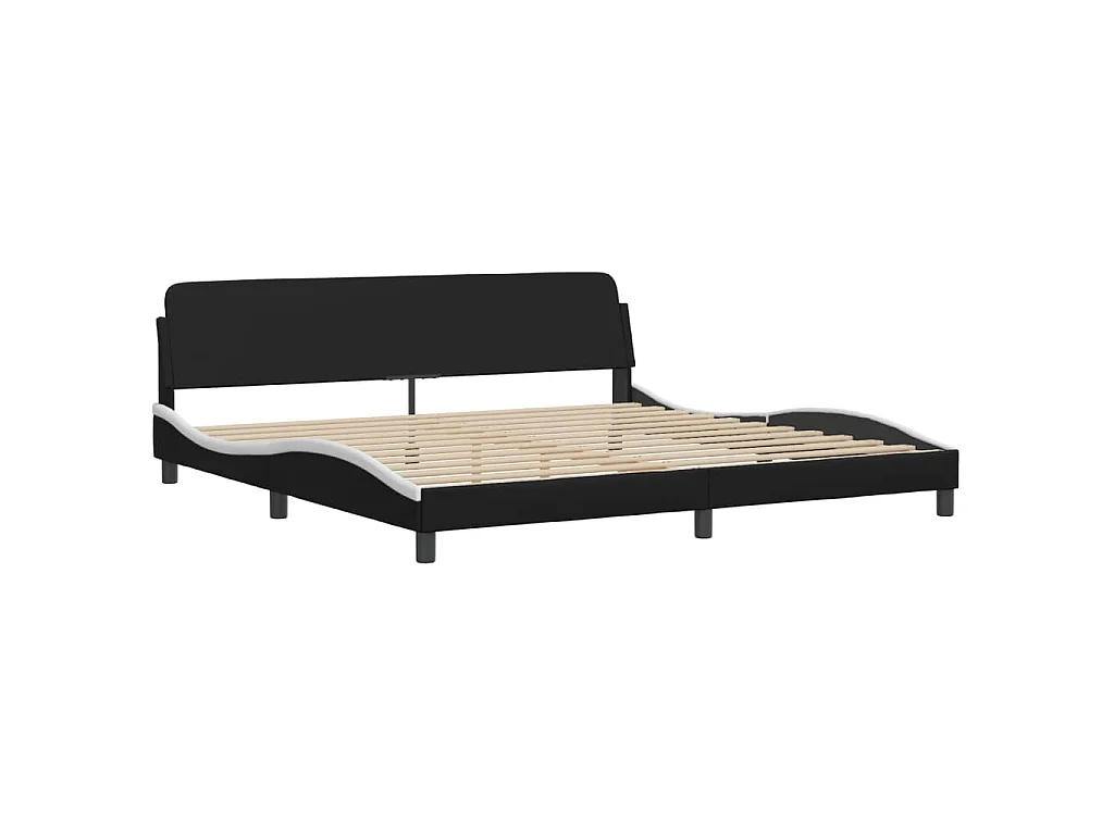 Bedframe met LED zonder matras "Hvar" zwart en wit 200x200 cm