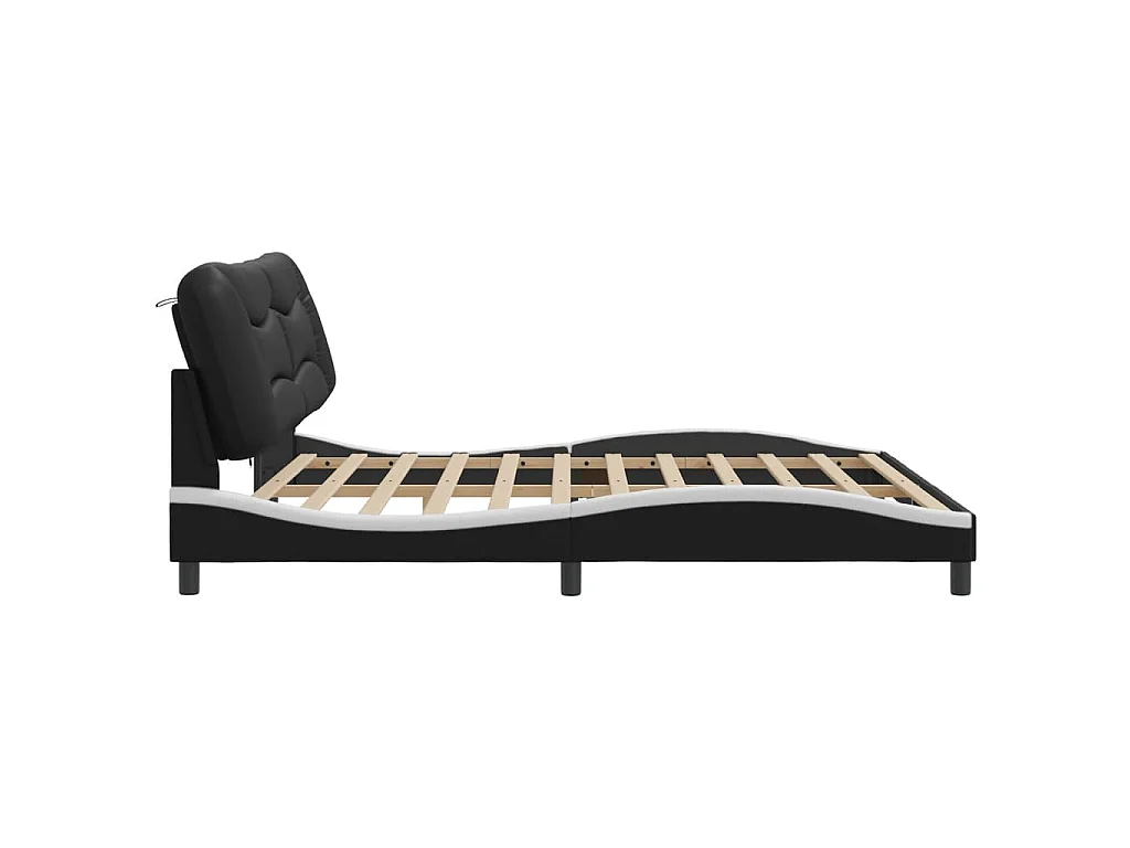 Bedframe met LED zonder matras "Hvar" zwart en wit 200x200 cm