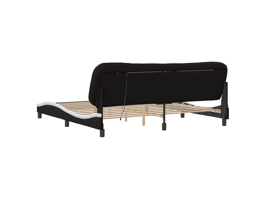Bedframe met LED zonder matras "Hvar" zwart en wit 200x200 cm