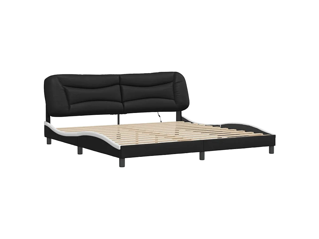 Cadre de lit avec LED sans matelas Hvar noir et blanc 200x200 cm