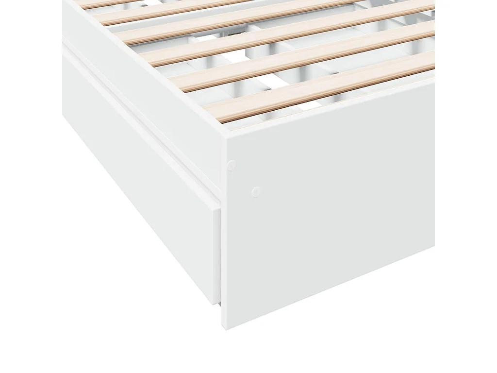 Cadre de lit avec tiroirs sans matelas blanc 100x200 cm