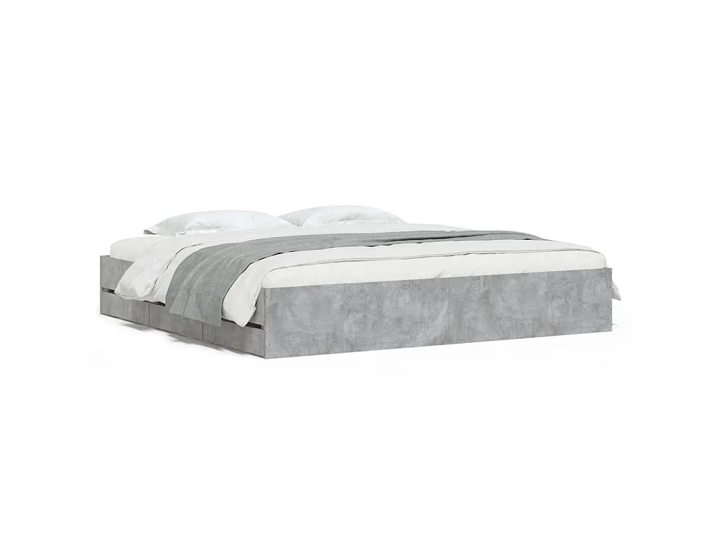 Giroletto Cassetti Grigio Cemento 160x200 cm Legno Multistrato