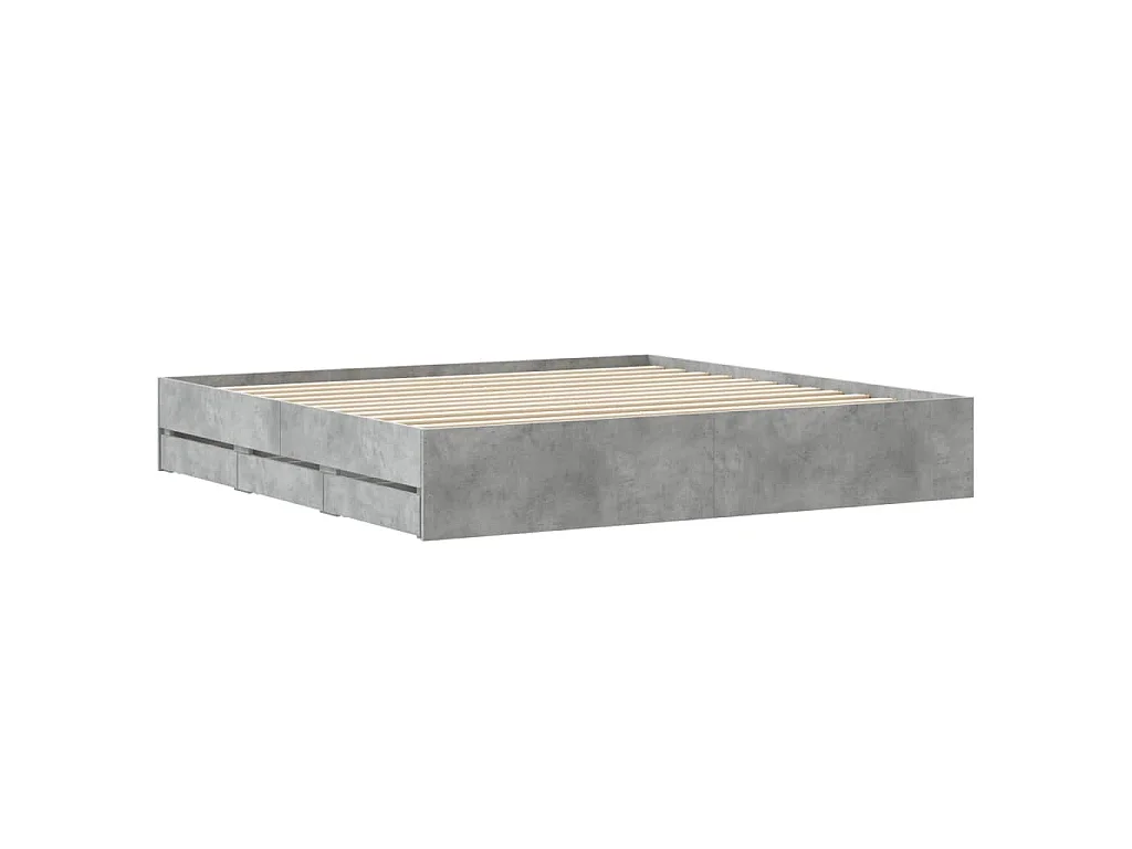 Giroletto Cassetti Grigio Cemento 160x200 cm Legno Multistrato