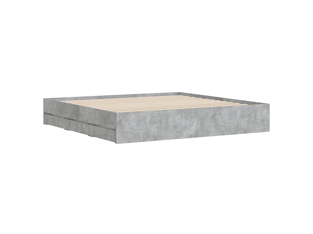 Cadre de lit avec tiroirs sans matelas gris béton 160x200 cm