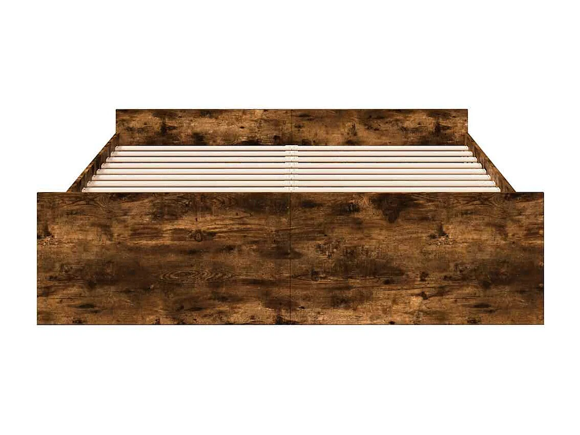 Cadre de lit avec tiroirs sans matelas chêne fumé 160x200 cm