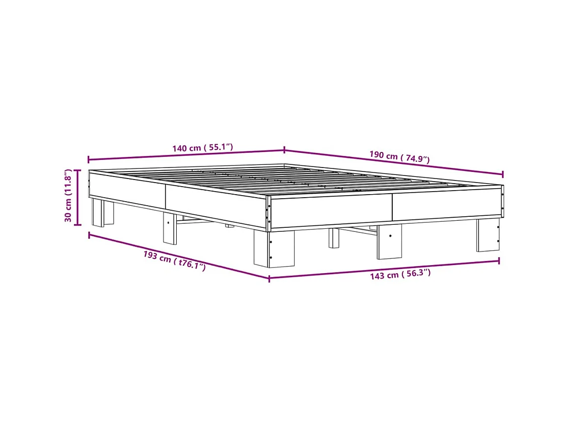 Giroletto Rovere Fumo 140x190 cm in Legno Multistrato Metallo