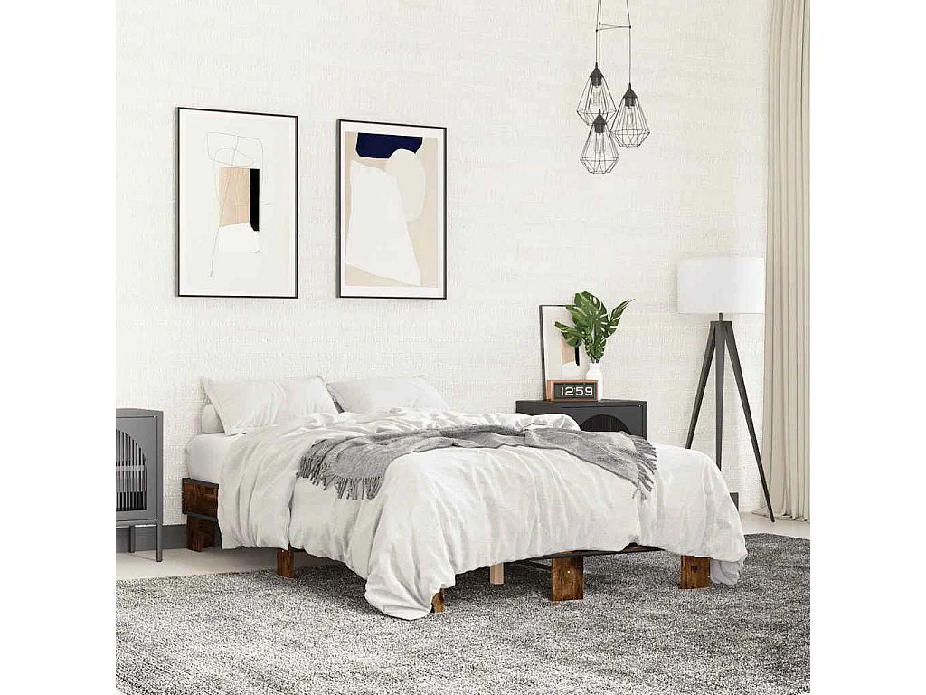 Cadre de lit sans matelas chêne fumé 140x190 cm