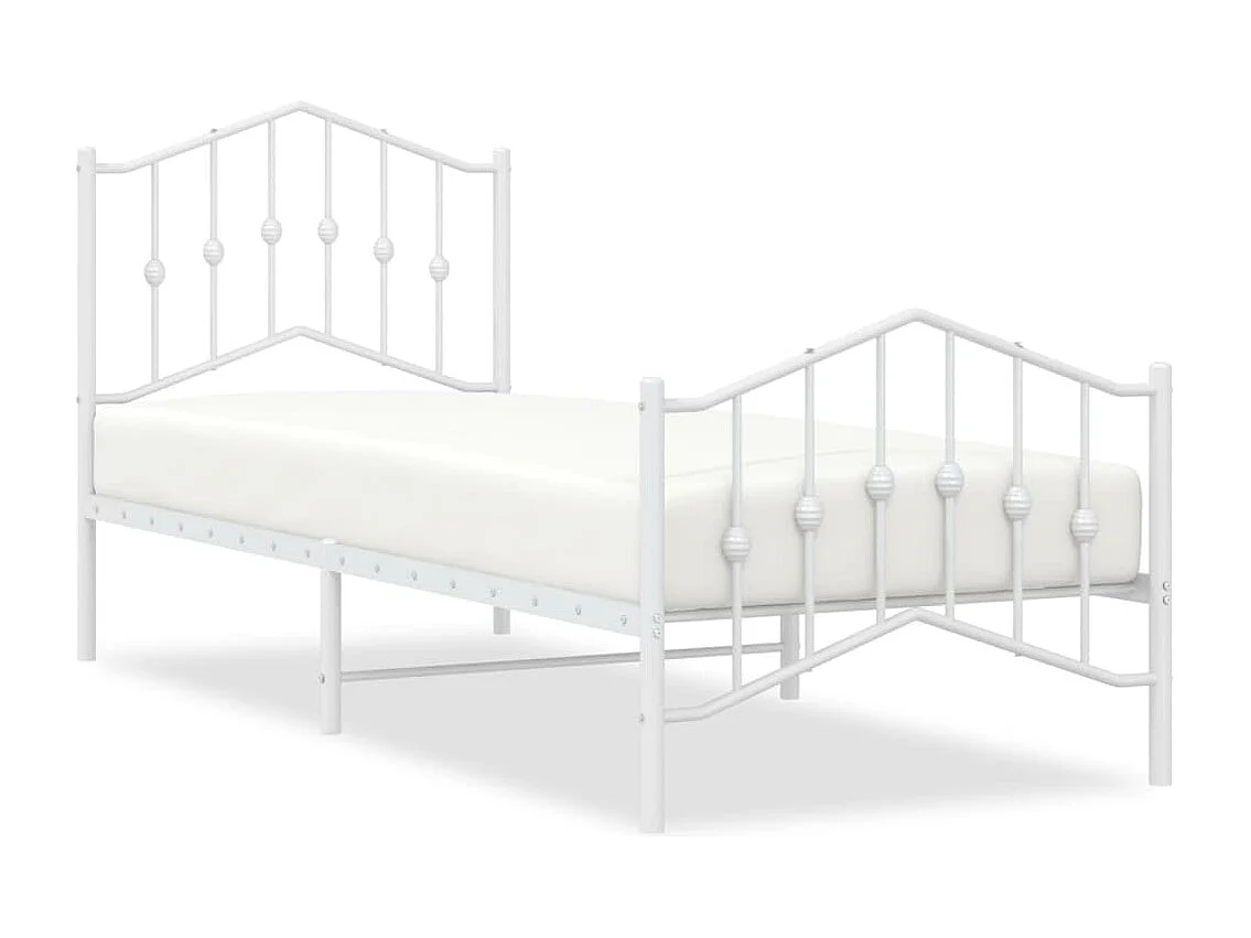 Estrutura de cama com cabeceira e pés 90x200 cm metal branco