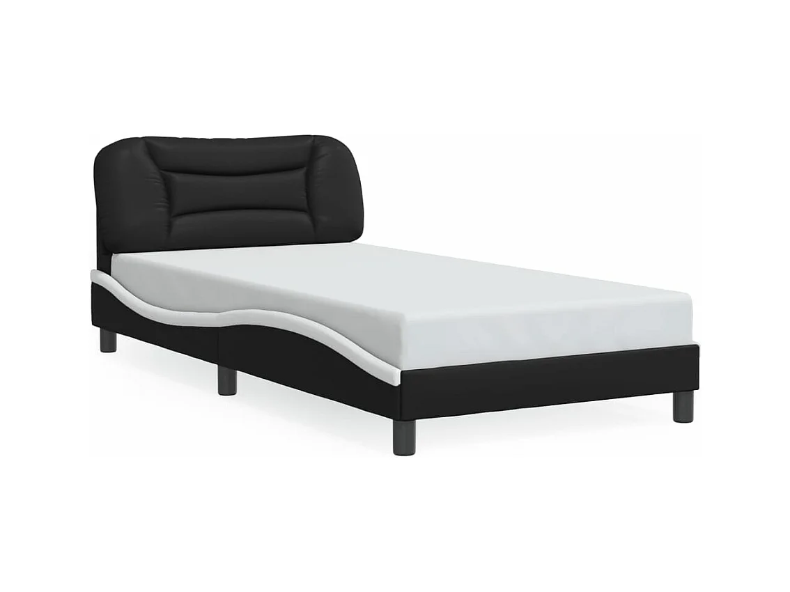 Cadre de lit avec LED sans matelas Hvar noir et blanc 100x200 cm