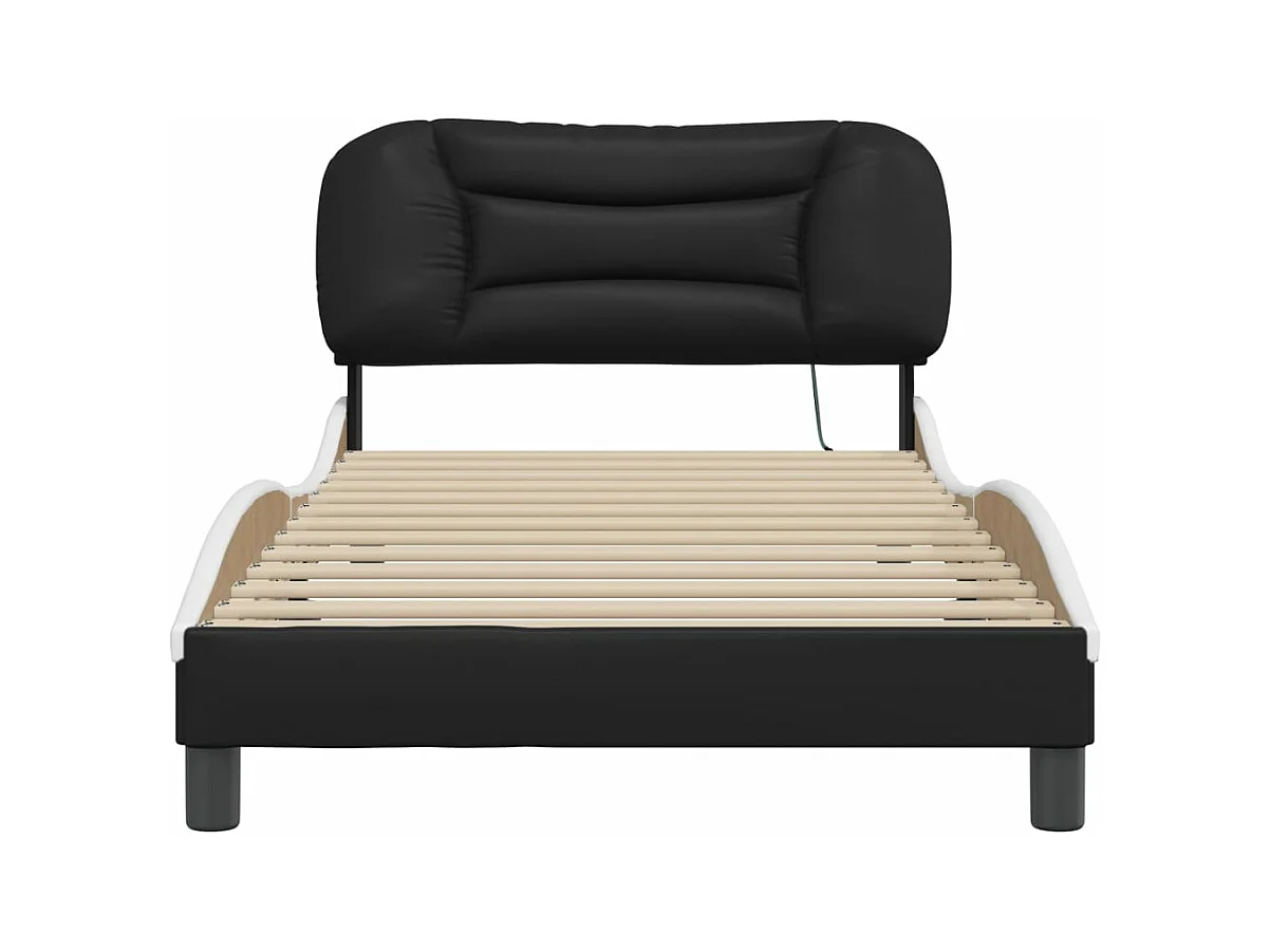 Cadre de lit avec LED sans matelas Hvar noir et blanc 100x200 cm