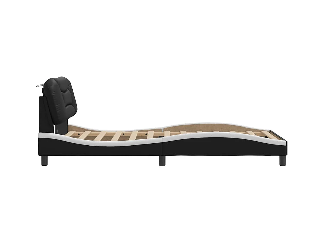 Cadre de lit avec LED sans matelas Hvar noir et blanc 100x200 cm