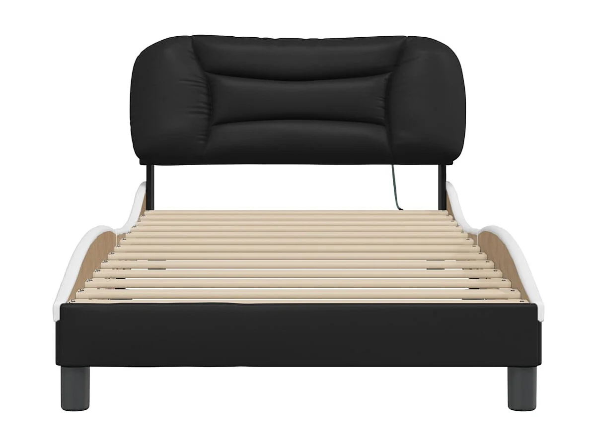 Cadre de lit avec LED sans matelas Hvar noir et blanc 100x200 cm