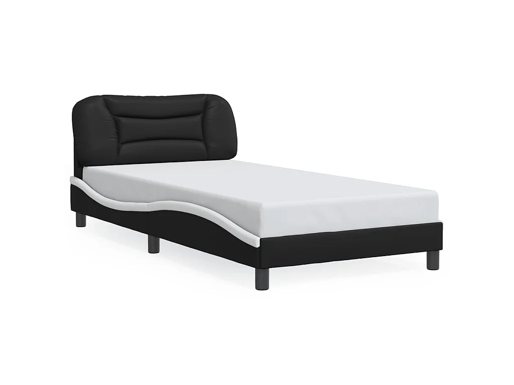 Bedframe met LED zonder matras "Hvar" zwart en wit 100x200 cm
