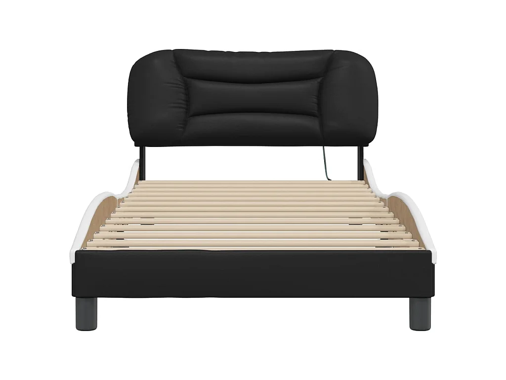 Bedframe met LED zonder matras "Hvar" zwart en wit 100x200 cm