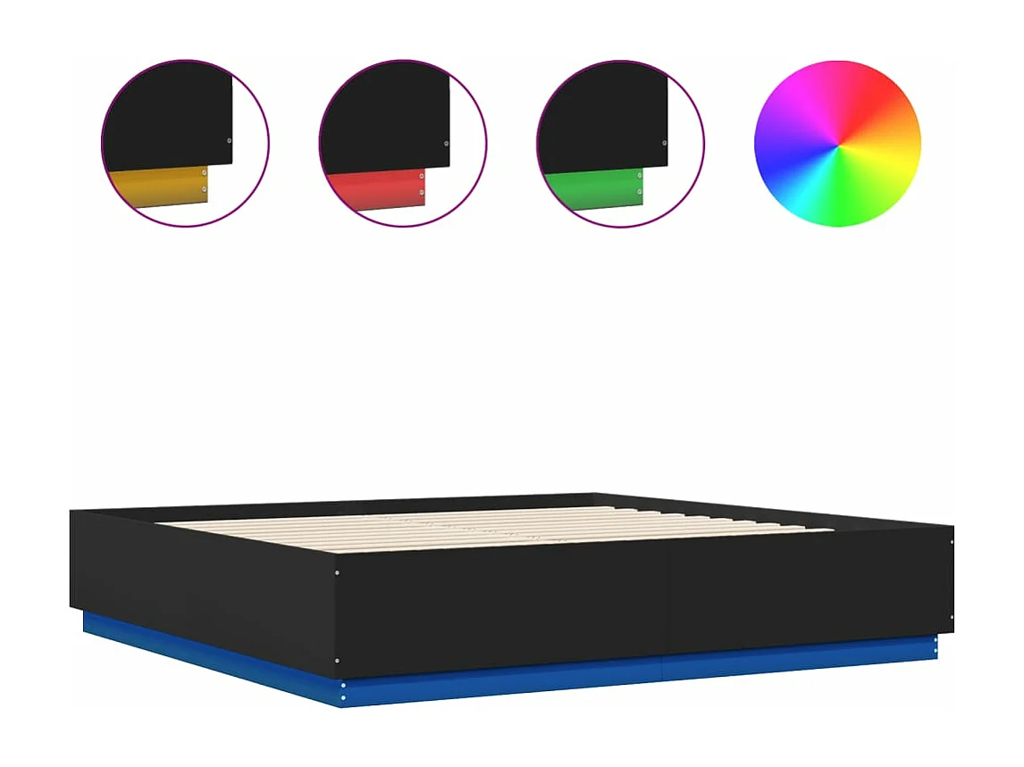 Cadre de lit avec LED sans matelas noir 180x200 cm