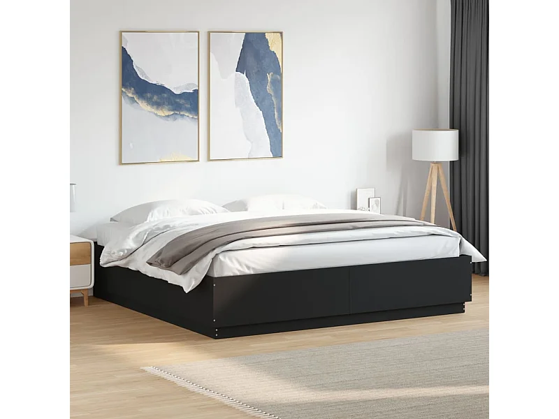 Cadre de lit avec LED sans matelas noir 180x200 cm