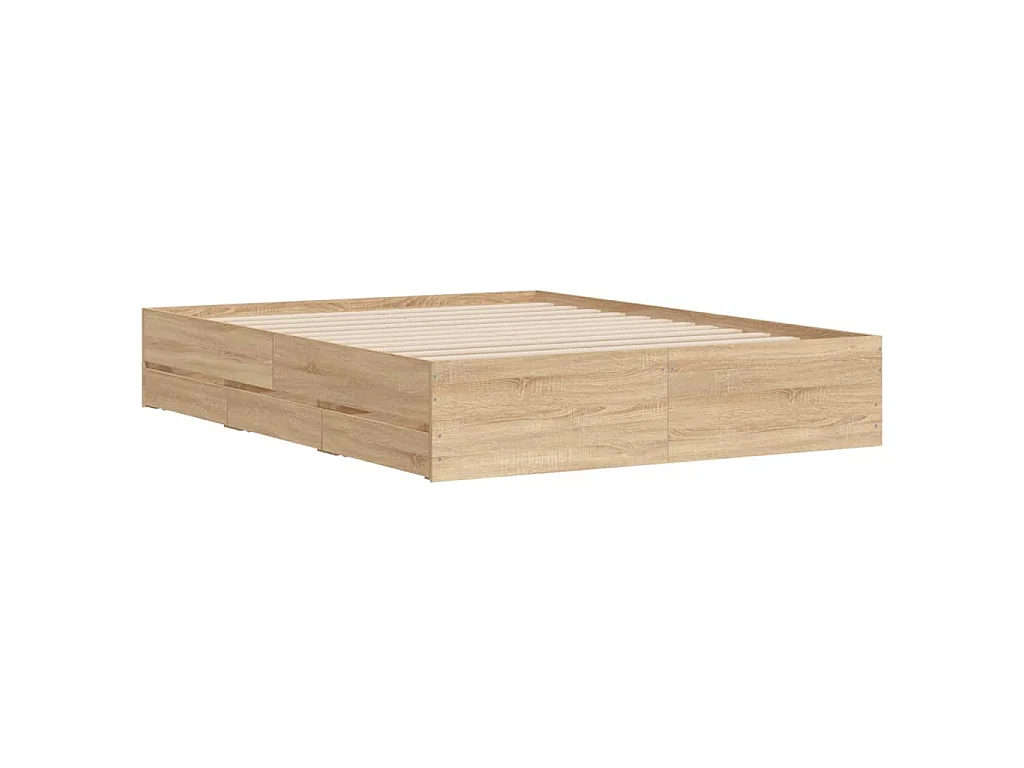 Cadre de lit avec tiroirs sans matelas chêne sonoma 150x200 cm
