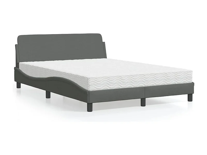 Lit avec matelas Dover gris foncé 140x200 cm tissu