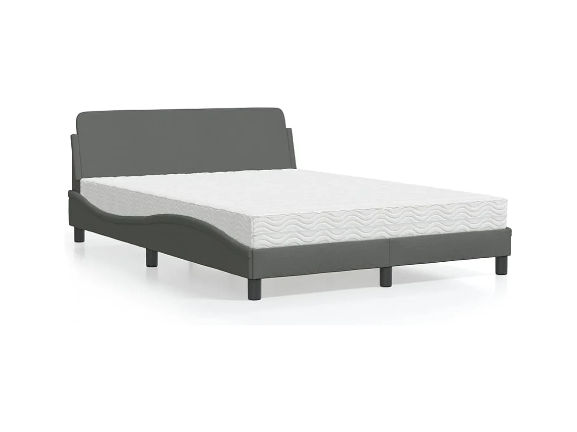 Bett mit Matratze "Dover" Dunkelgrau 140x200 cm Stoff