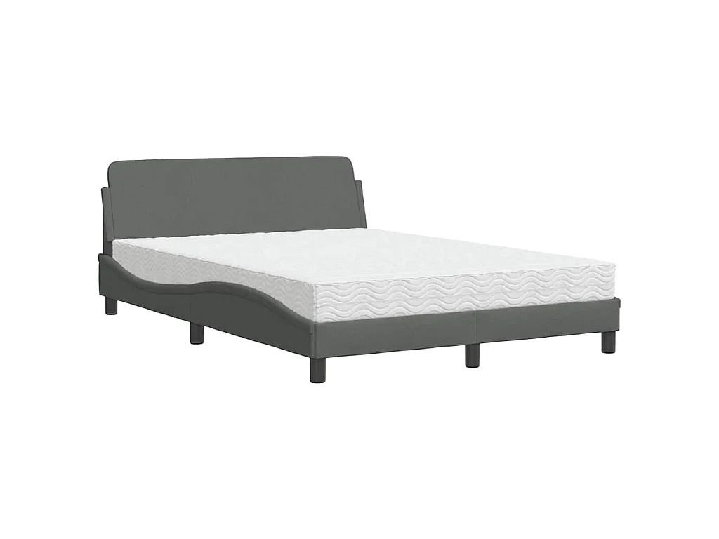 Lit avec matelas Dover gris foncé 140x200 cm tissu