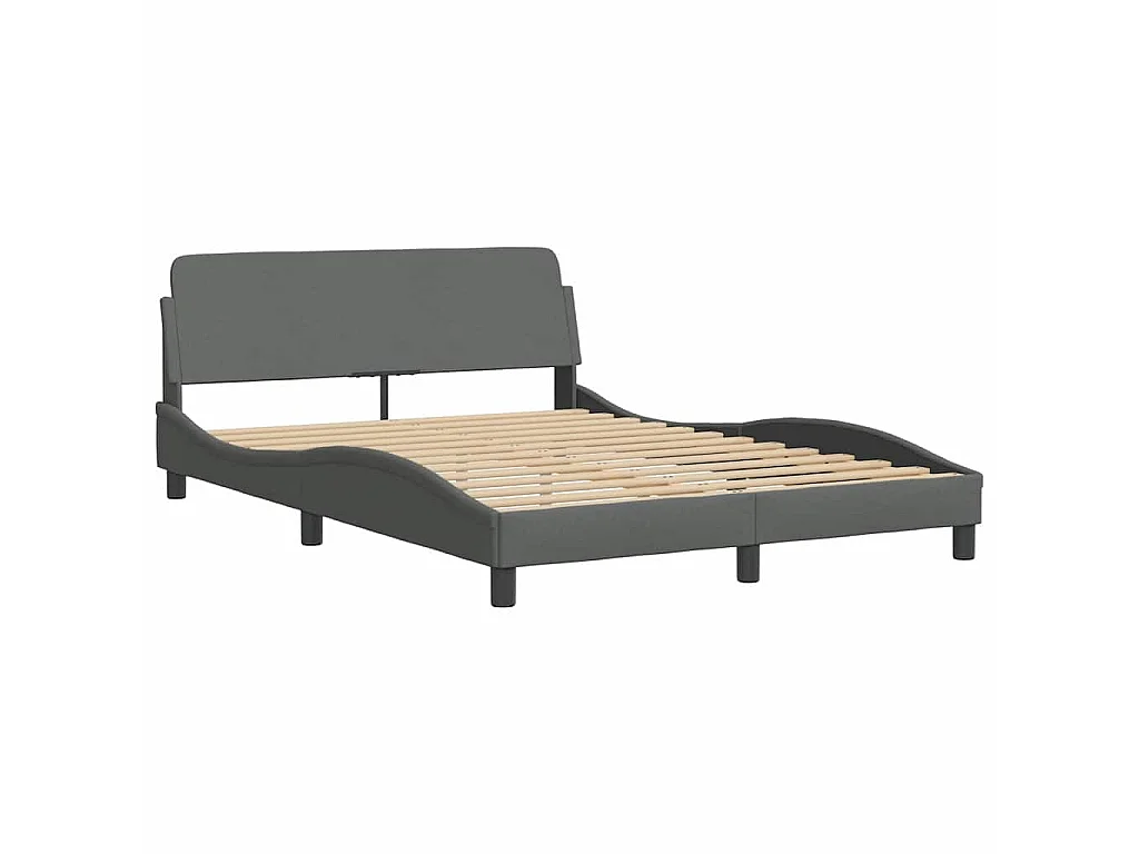 Lit avec matelas Dover gris foncé 140x200 cm tissu
