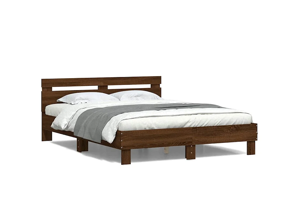 Cadre de lit avec LED sans matelas chêne marron 140x190 cm