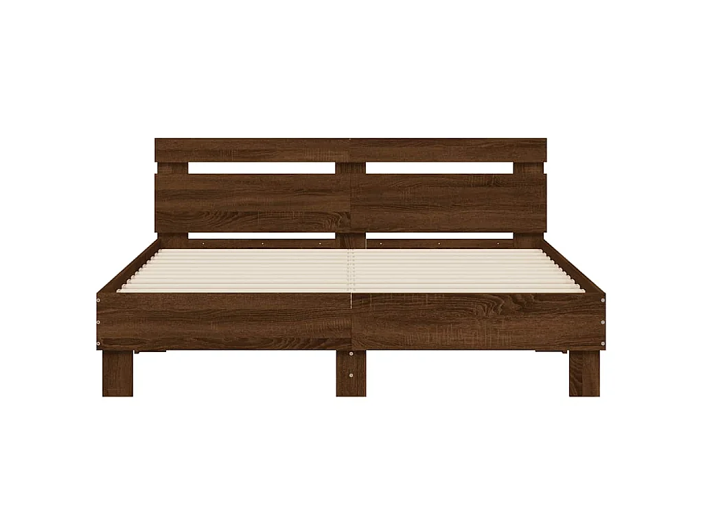 Cadre de lit avec LED sans matelas chêne marron 140x190 cm