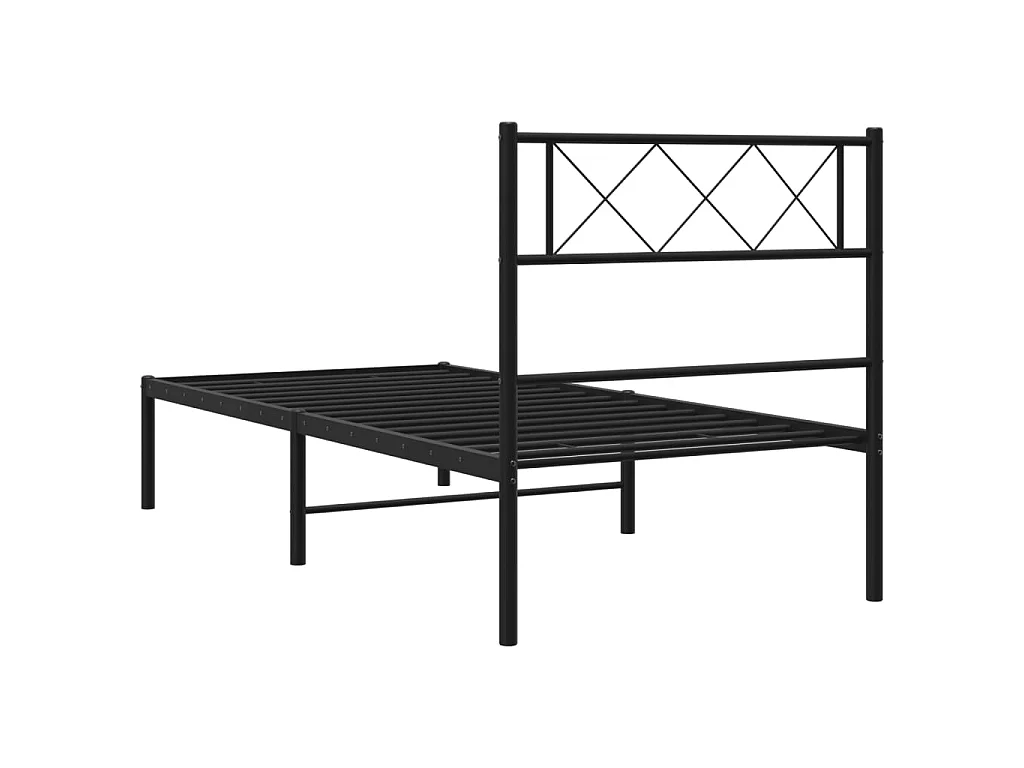 Bedframe met hoofdbord metaal zwart 90x190 cm