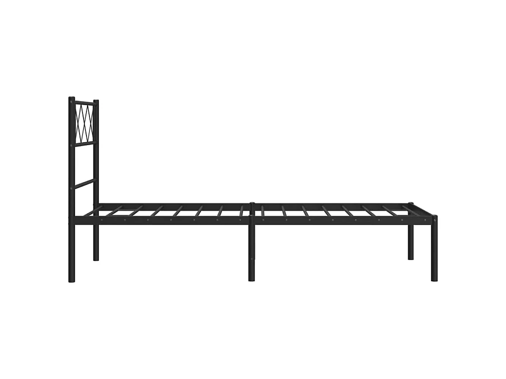Cadre de lit métal sans matelas avec tête de lit noir 90x190 cm