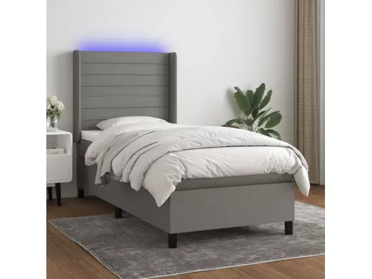 Kauf Unique Boxspringbett mit Matratze & LED Dunkelgrau 90x190 cm Stoff