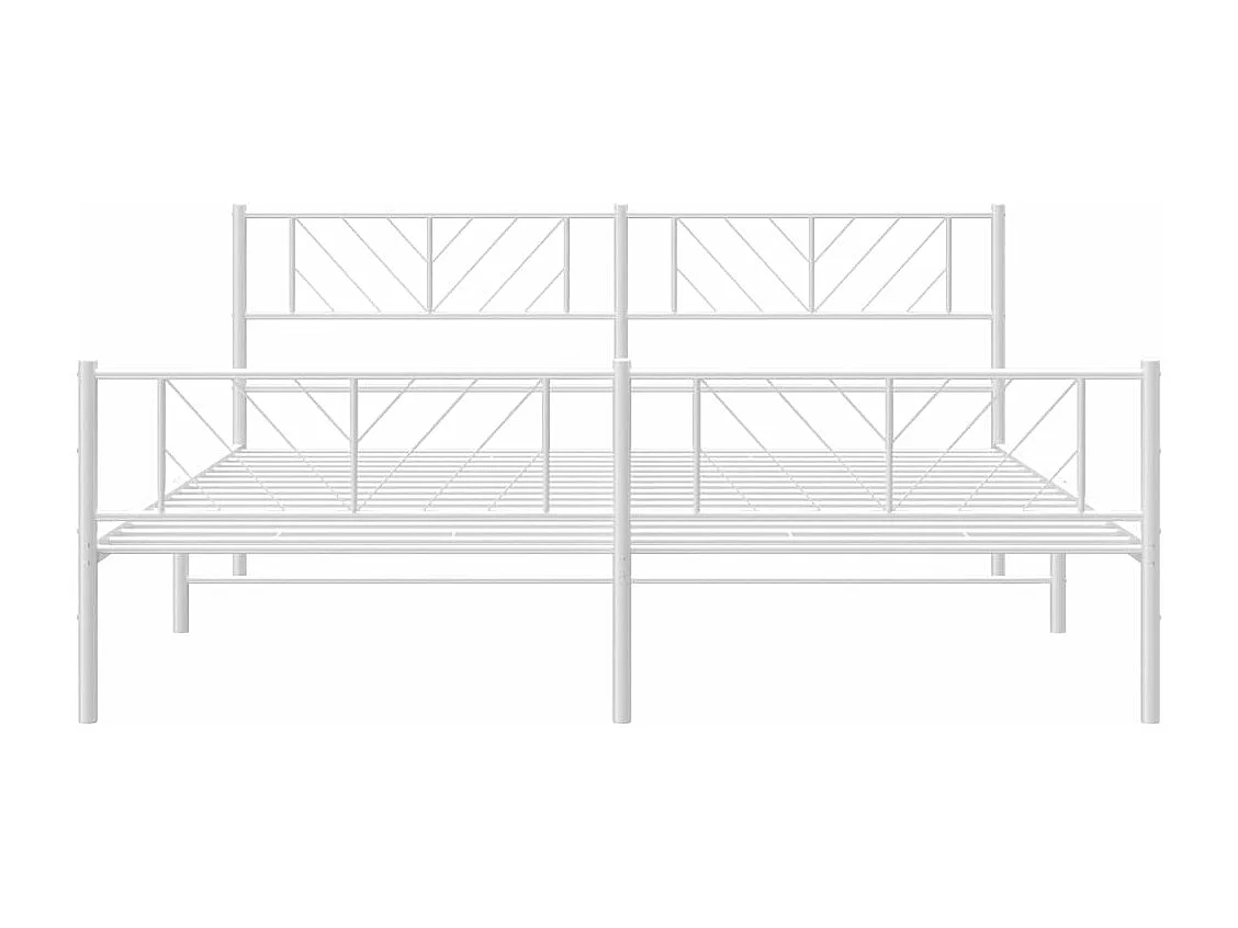 Cadre de lit métal sans matelas et pied de lit blanc 180x200 cm