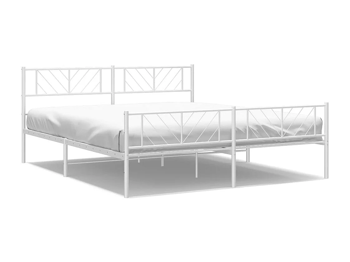 Bedframe met hoofd- en voeteneinde metaal wit 180x200 cm