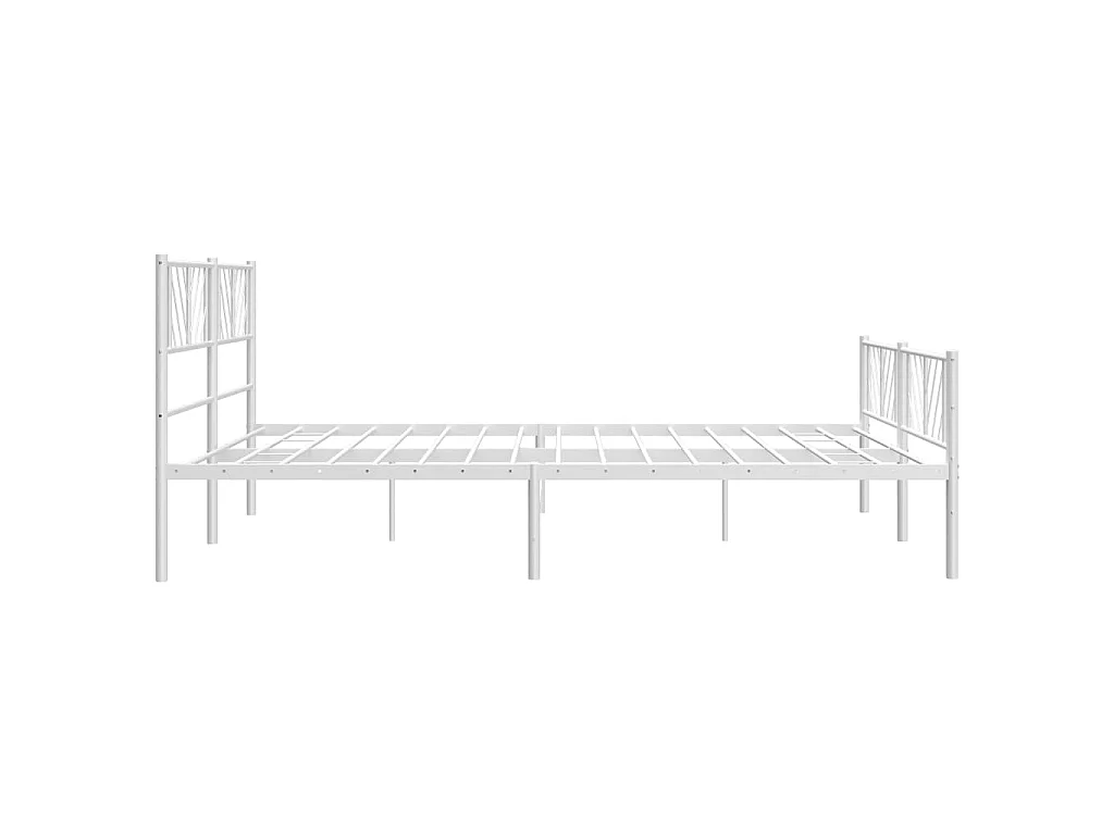 Cadre de lit métal sans matelas et pied de lit blanc 180x200 cm