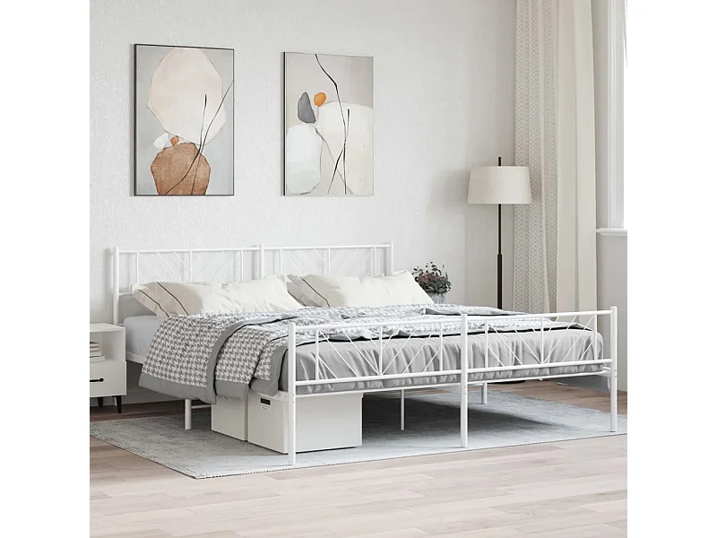 Bedframe met hoofd- en voeteneinde metaal wit 180x200 cm
