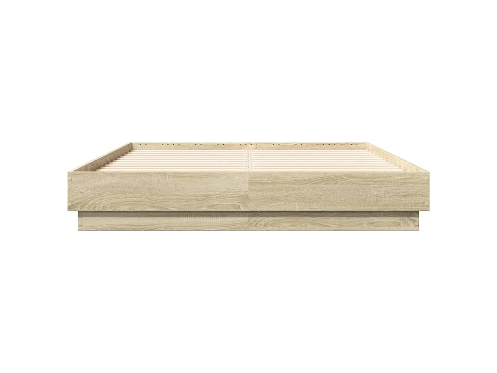Bettgestell mit LED Sonoma-Eiche 135x190 cm