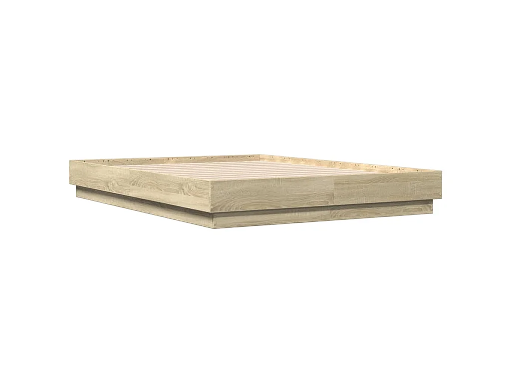 Bettgestell mit LED Sonoma-Eiche 135x190 cm