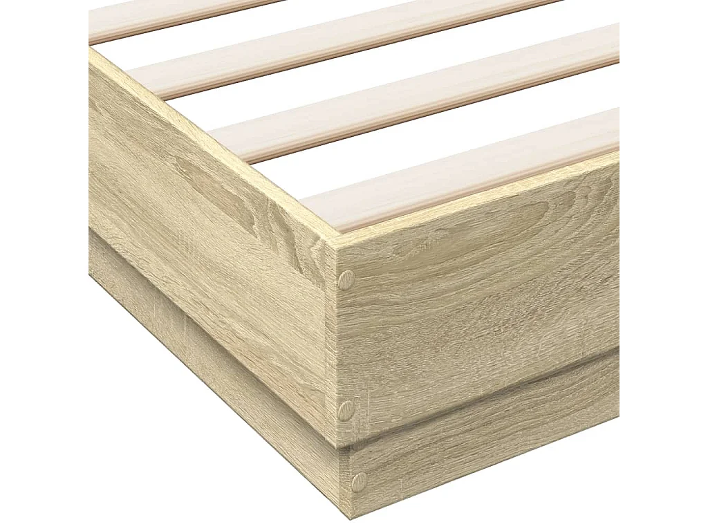 Bettgestell mit LED Sonoma-Eiche 135x190 cm