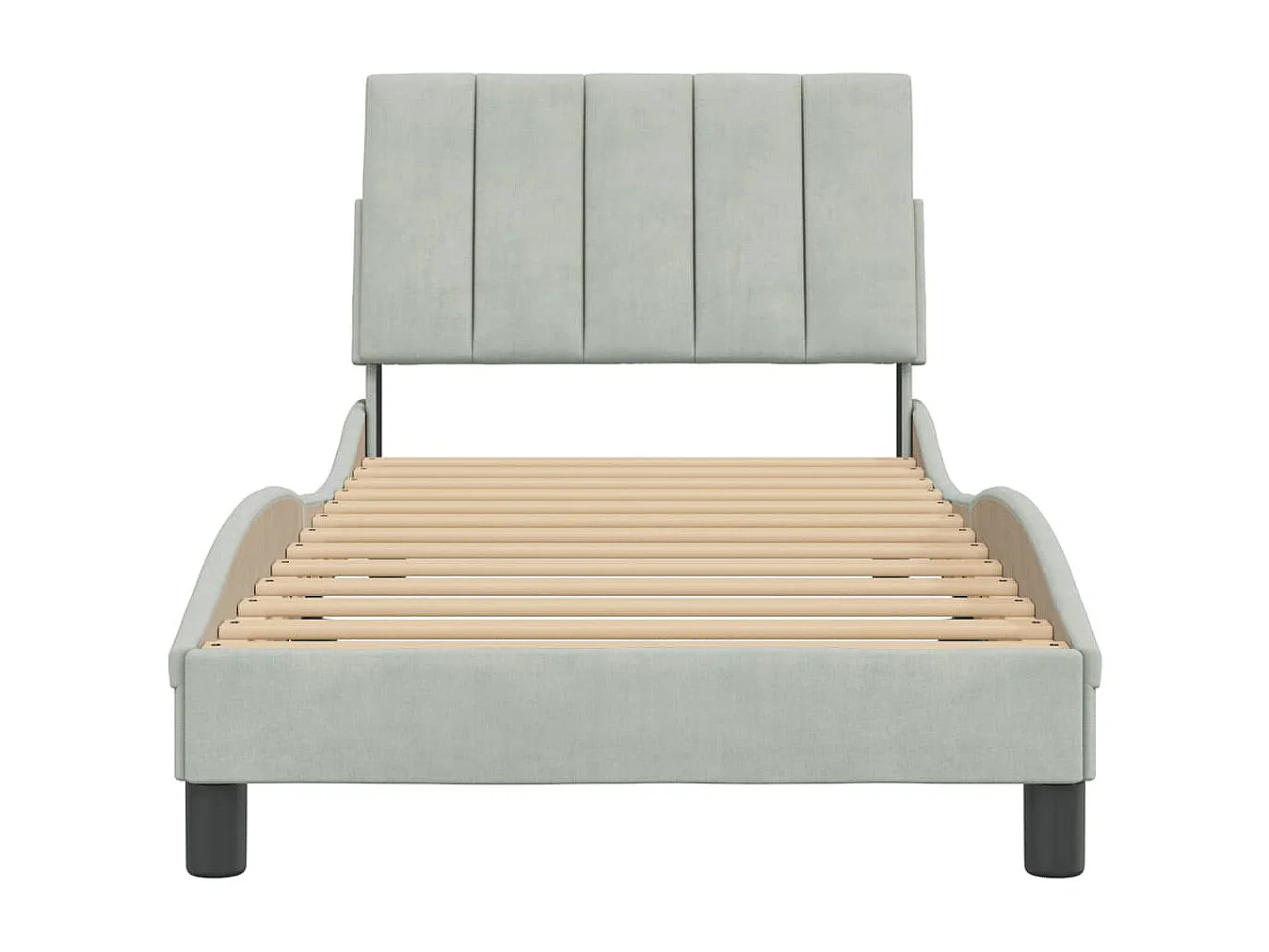 Cadre de lit sans matelas Hanko gris clair 90x200 cm velours