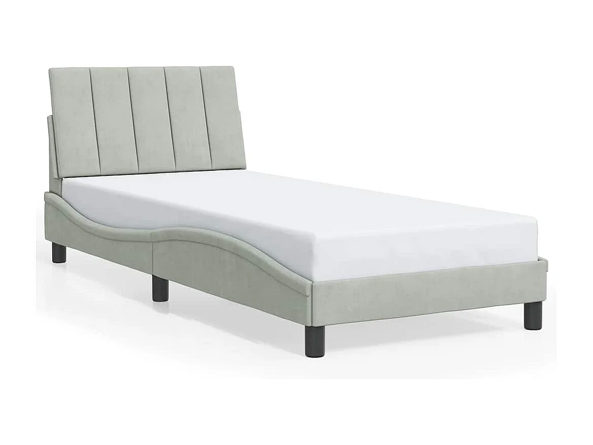 Cadre de lit sans matelas Hanko gris clair 90x200 cm velours