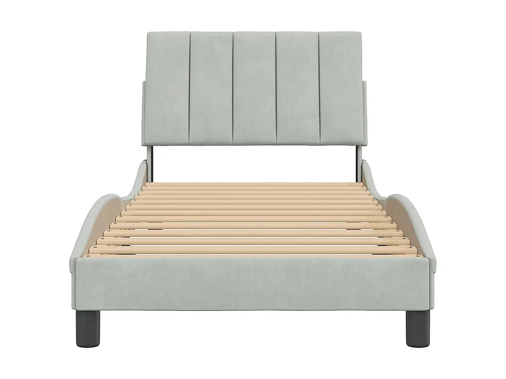 Cadre de lit sans matelas Hanko gris clair 90x200 cm velours