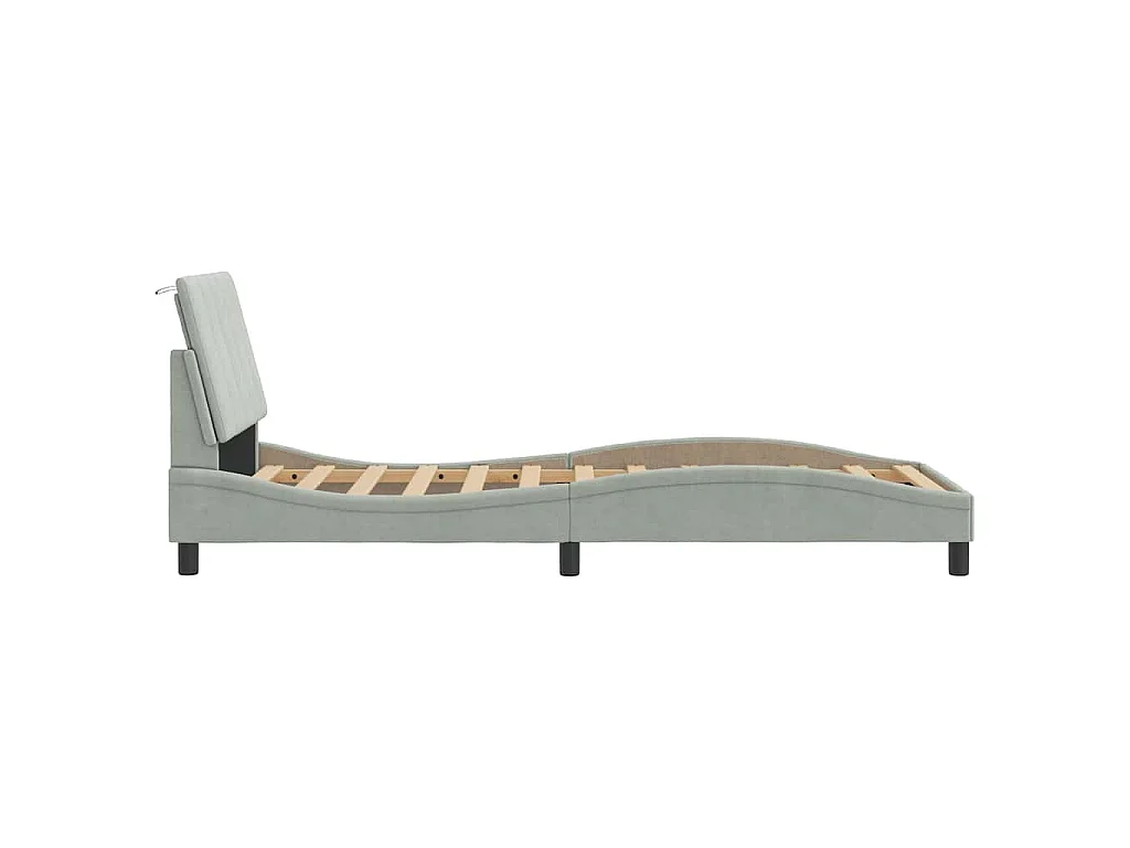 Cadre de lit sans matelas Hanko gris clair 90x200 cm velours