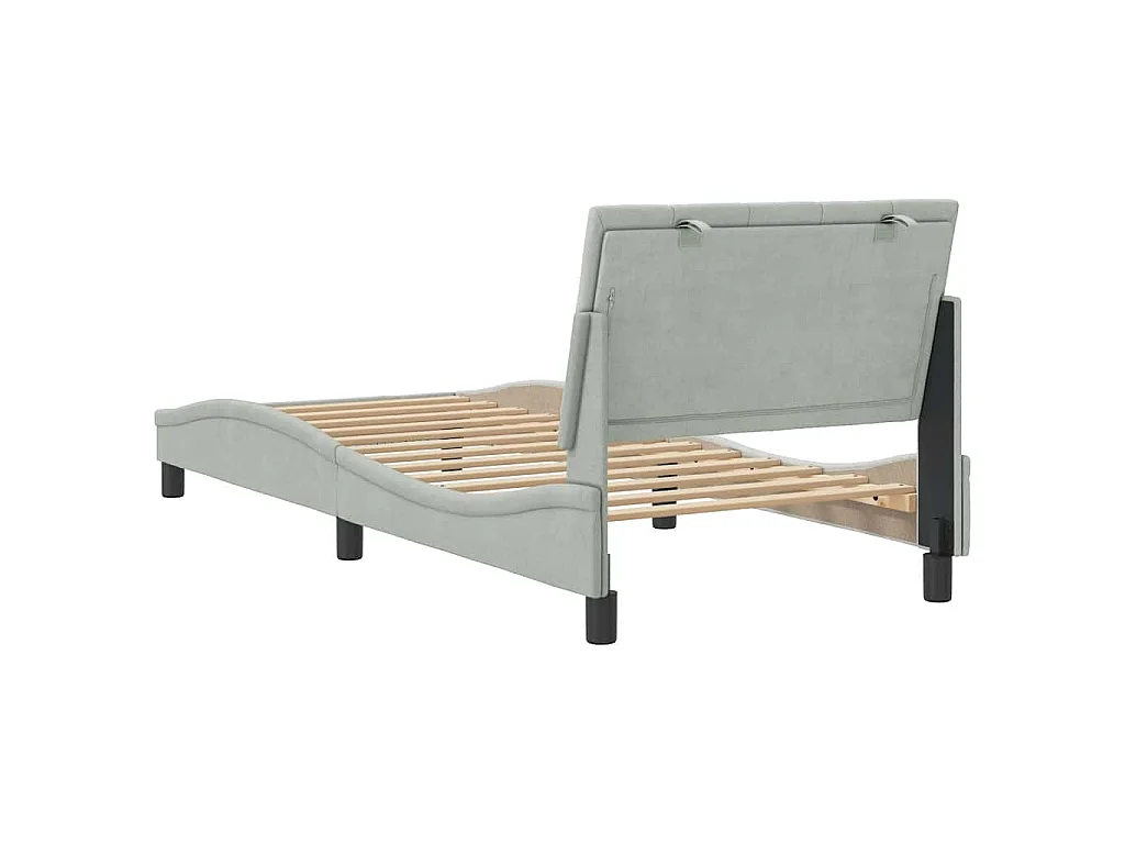 Bedframe zonder matras "Hanko" 90x200 cm fluweel lichtgrijs