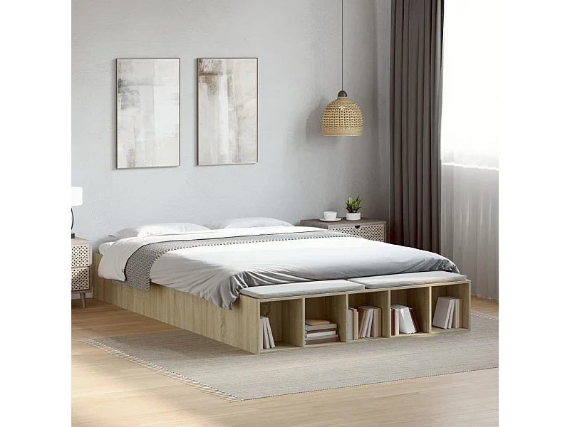 Estrutura de cama 160x200 cm derivados madeira carvalho sonoma