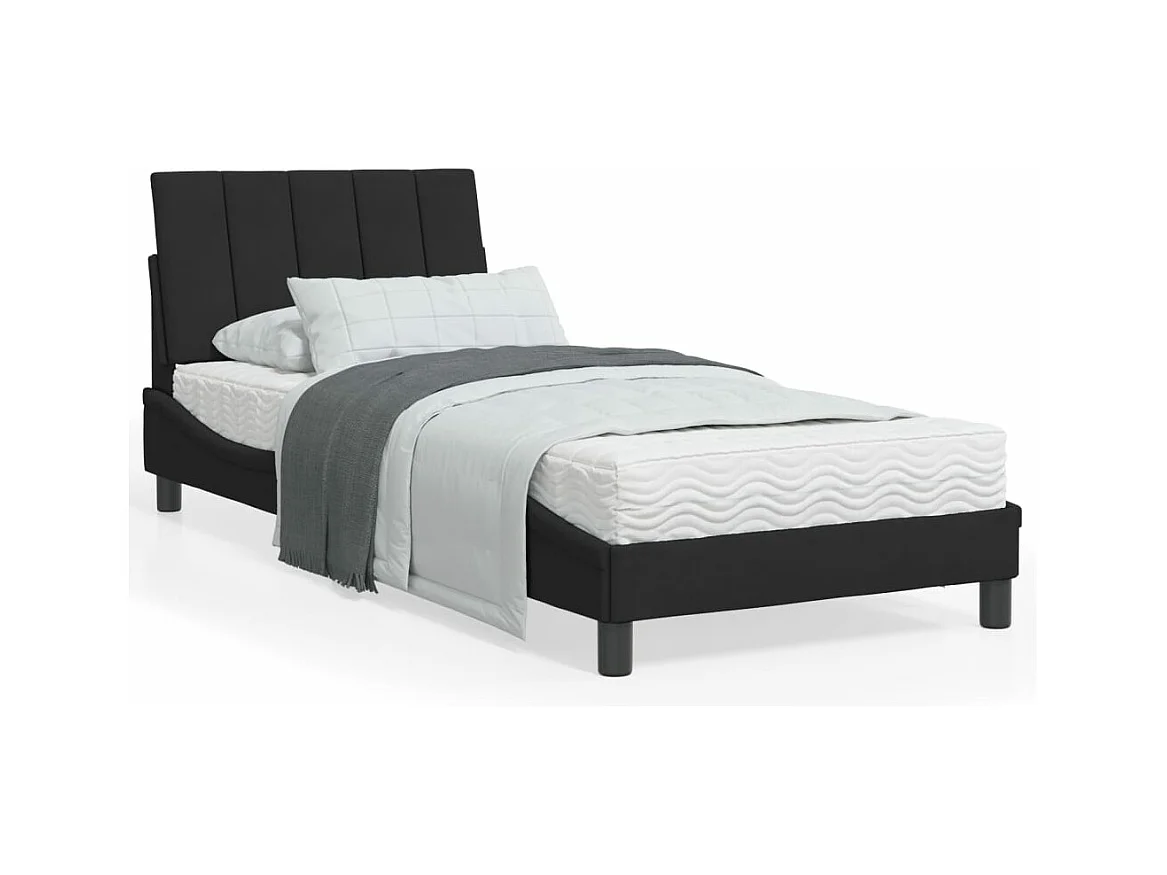 Letto con Materasso Nero 90x200 cm in Velluto