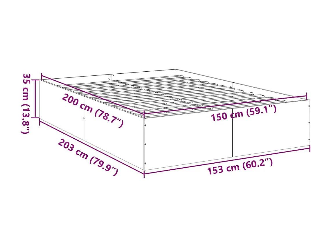 Bedframe bewerkt hout wit 150x200 cm