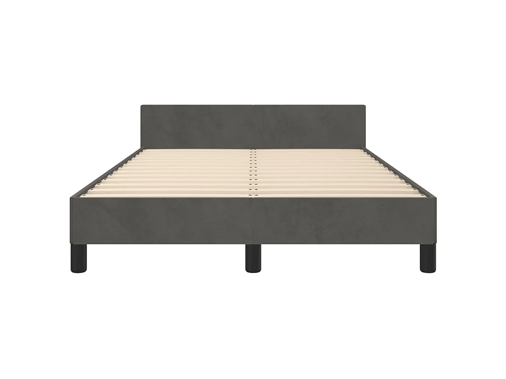 Cadre de lit sans matelas gris foncé 120x190 cm velours