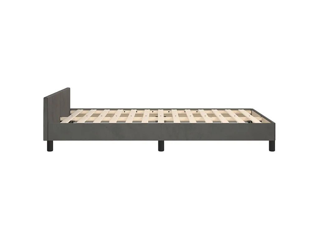 Cadre de lit sans matelas gris foncé 120x190 cm velours