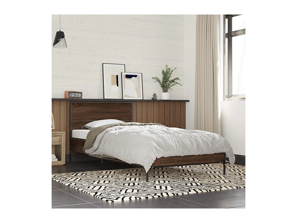 Cadre de lit sans matelas chêne marron 75x190 cm