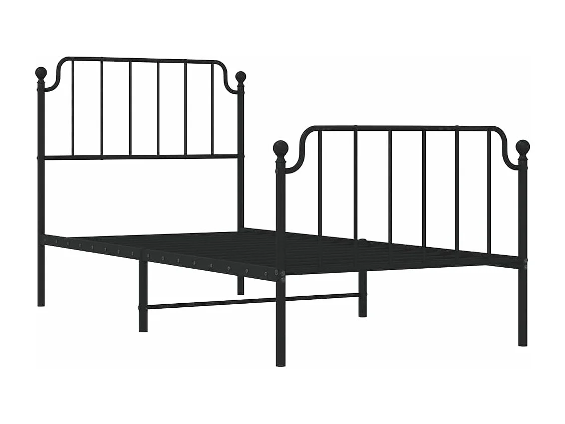 Cadre de lit métal sans matelas avec pied de lit noir 90x200 cm