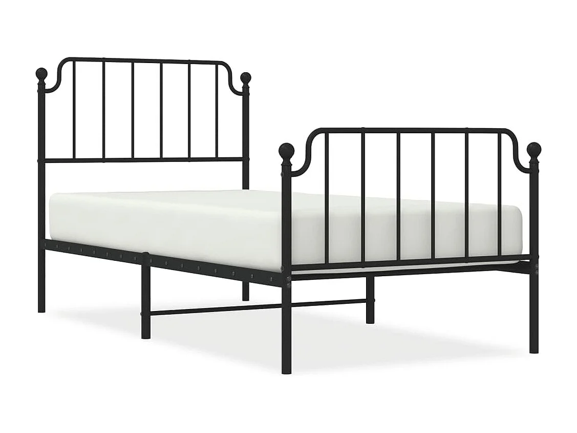 Giroletto con Testiera e Pediera Metallo Nero 90x200 cm